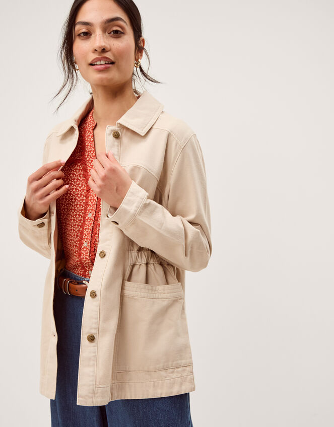 Mabel Longline Denim Jacket, Natural (ECRU), large