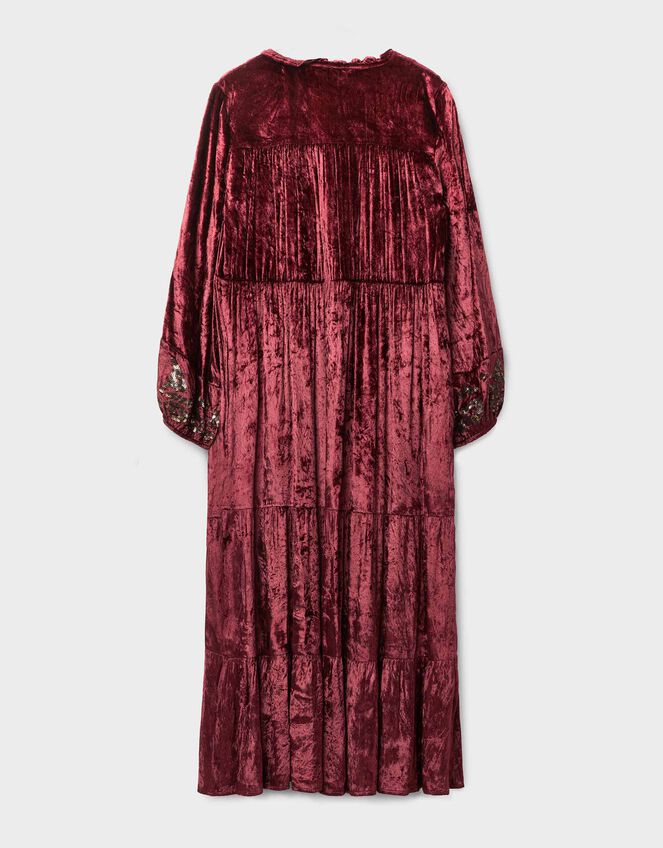 East Brogan Sequin Velvet Tiered Maxi Dress Red