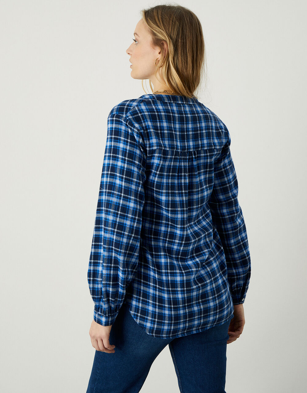 Women Women's Clothing | Check Longline Shirt Blue - VI51817