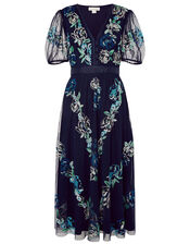 Oma Embroidered Midi Dress, Blue (NAVY), large