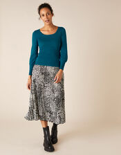 Scoop Neck Rib Jumper, Teal (TEAL), large