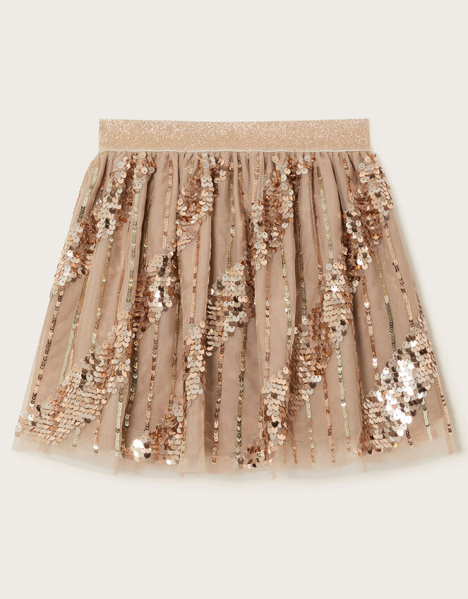Sequin Tulle Skirt, Gold (GOLD), large