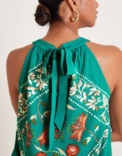 Mila Scarf Print Halter Top, Teal (TEAL), large