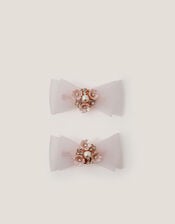 2-Pack Flower Mesh Bow Hair Clips, , large