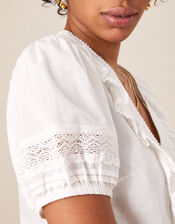 Winnie Lace Frill Top in Sustainable Cotton, White (WHITE), large