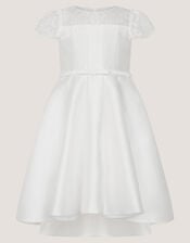 Angelina Lace Satin Party Dress, Ivory (IVORY), large