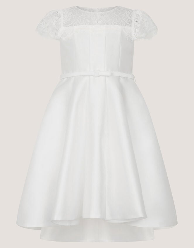 Angelina Lace Satin Party Dress, Ivory (IVORY), large