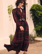 Check Print Dress in LENZING™ ECOVERO™ , Red (BURGUNDY), large