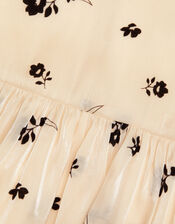 Floral Print Organza Dress, Black (BLACK), large