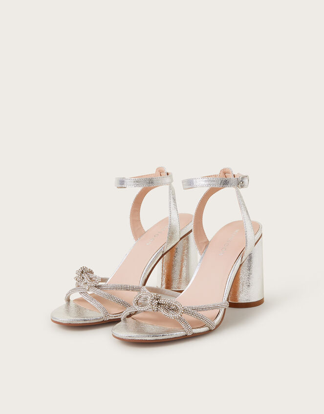 Darla Diamante Bow Heel Sandals, Silver (SILVER), large