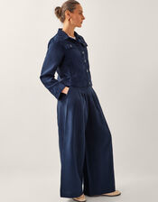 Lenny Linen Blend Cropped Jacket, Blue (NAVY), large