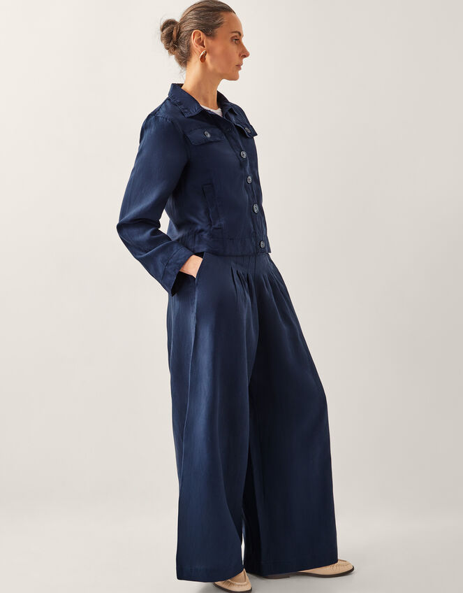 Lenny Linen Blend Cropped Jacket, Blue (NAVY), large