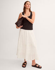 Maria Tiered Maxi Skirt, White (WHITE), large