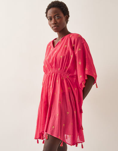 Ivy Palm Embroidered Kaftan, Orange (CORAL), large