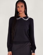Cleo Collared Jumper, Black (BLACK), large