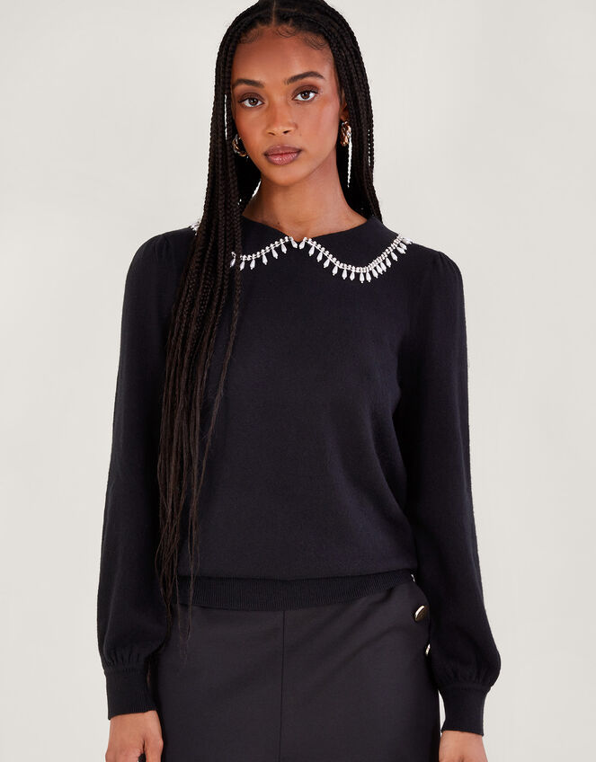 Cleo Collared Jumper, Black (BLACK), large