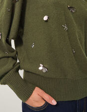 Sable Sequin Embellished Jumper, Green (KHAKI), large