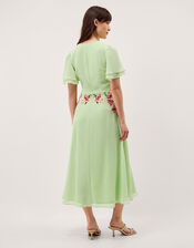 Coraline Floral Embroidered Midi Dress, Green (SAGE), large