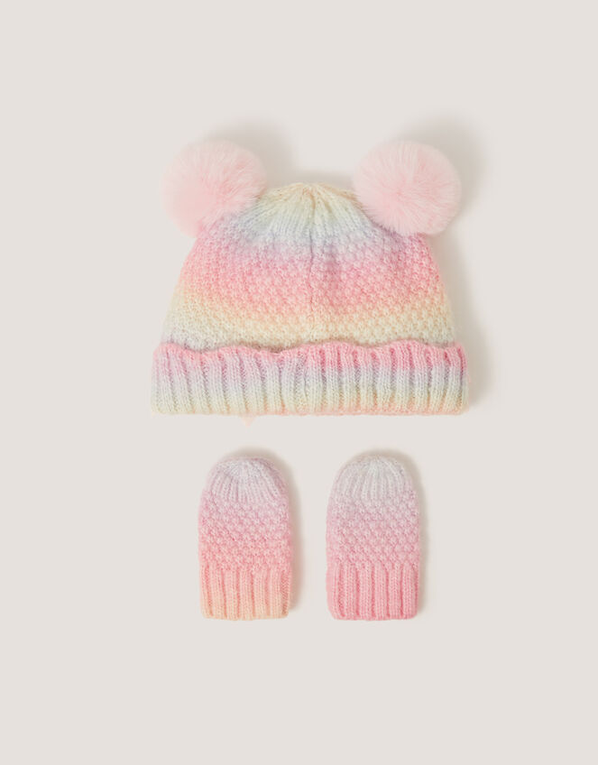 Baby Bow Ombr&eacute; Hat & Mittens Set, Multi (MULTI), large