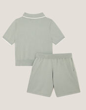 Knitted Polo Shirt and Shorts Set, Green (GREEN), large