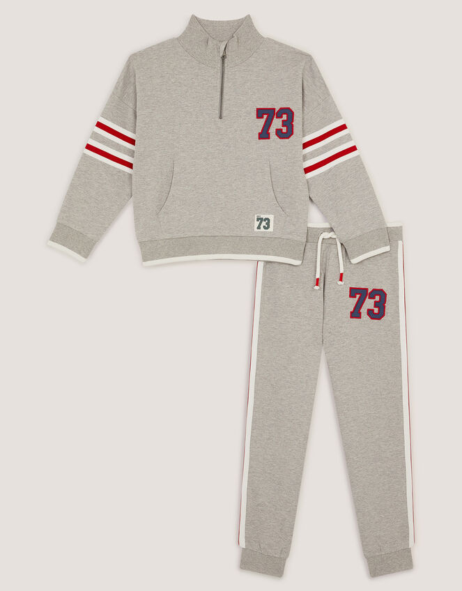 Half Zip Sweatshirt & Joggers Set , Grey (GREY), large