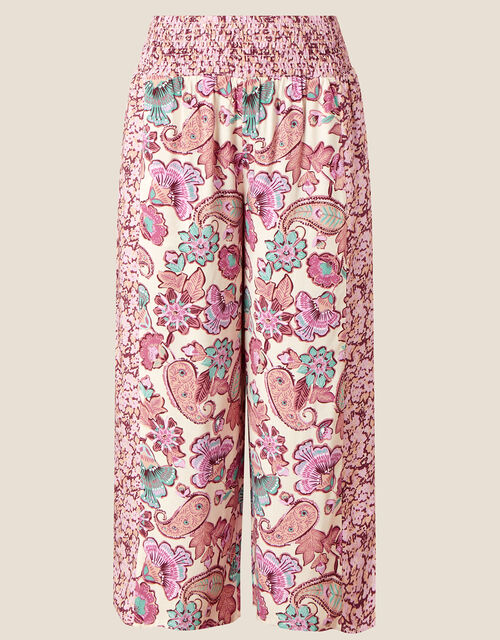 Floral Border Print Trousers in LENZING™ ECOVERO™, Ivory (IVORY), large
