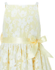 Lucille Floral Jacquard Dress, Yellow (LEMON), large