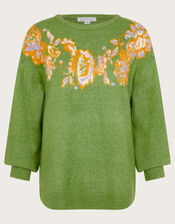 Josie Jacquard Jumper, Green (GREEN), large