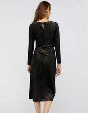 Robyn Foil Print Velvet Midi Dress, Black (BLACK), large