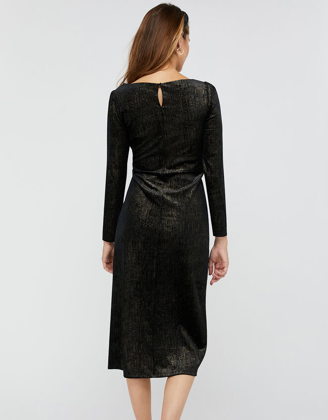 Robyn Foil Print Velvet Midi Dress, Black (BLACK), large