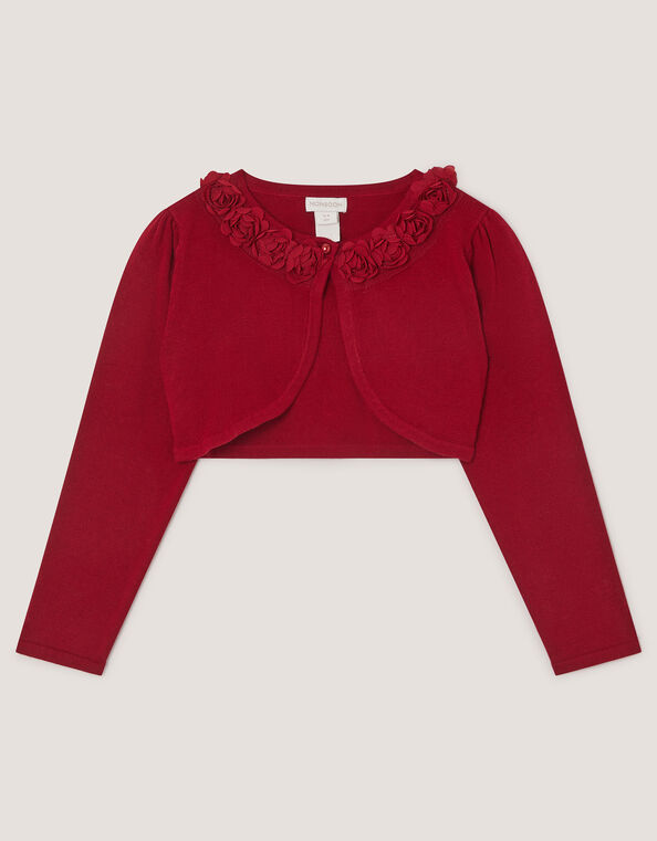 Ottilie Appliqu&eacute; Rose Cardigan, Red (RED), large