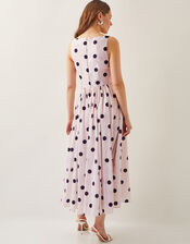 Sicily Polka Dot Fit & Flare Midi Dress, Ivory (IVORY), large