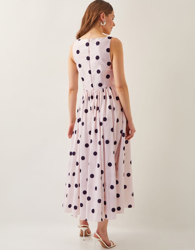 Sicily Polka Dot Fit & Flare Midi Dress, Ivory (IVORY), large