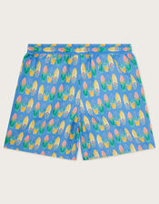 Surfboard Print Swim Shorts, Blue (BLUE), large