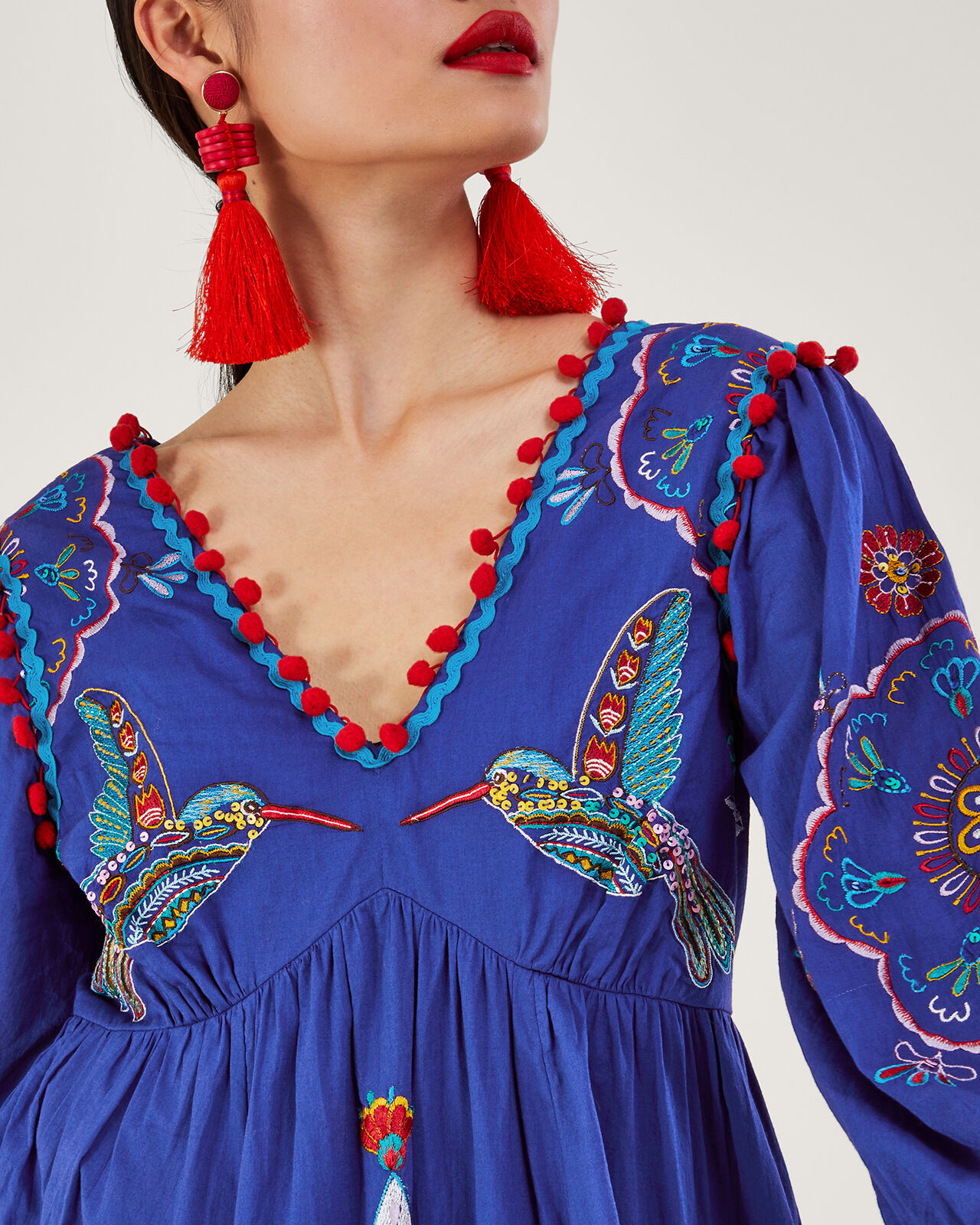 Blue dress discount with birds