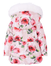 Baby Rose Print Padded Coat, Pink (PALE PINK), large