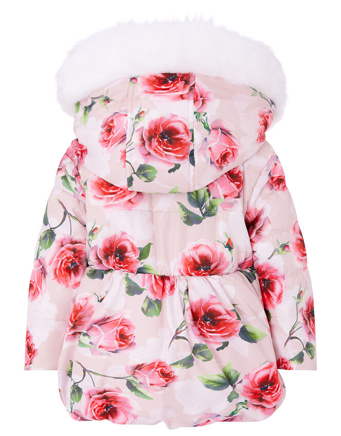 Baby Rose Print Padded Coat, Pink (PALE PINK), large