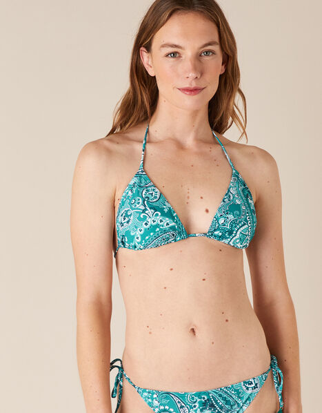 Paisley Bikini Top with Recycled Polyester  Blue, Blue (TURQUOISE), large