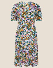 Floral Wrap Dress in Sustainable Viscose, Green (GREEN), large