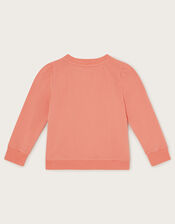 Floral Wreath Embroidered Sweatshirt, Orange (CORAL), large