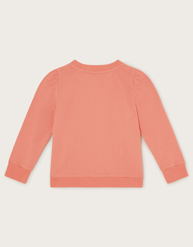 Floral Wreath Embroidered Sweatshirt, Orange (CORAL), large