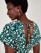 Print Fit-and-Flare Midi Dress, Green (DARK GREEN), large