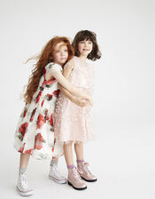 Valentine Striped Rose Dress, Ivory (IVORY), large
