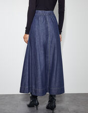 Harper A-Line Denim Maxi Skirt, Blue (INDIGO), large