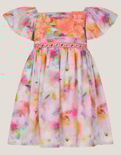 Baby Floral Broderie Puff Sleeve Party Dress, Pink (PINK), large