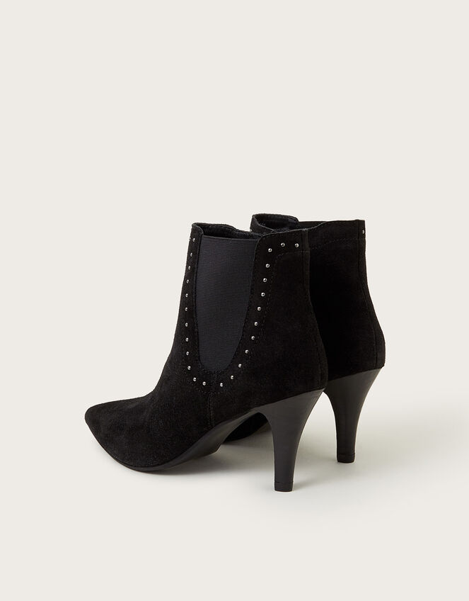 Oriana Suede Stud Heeled Boots, Black (BLACK), large