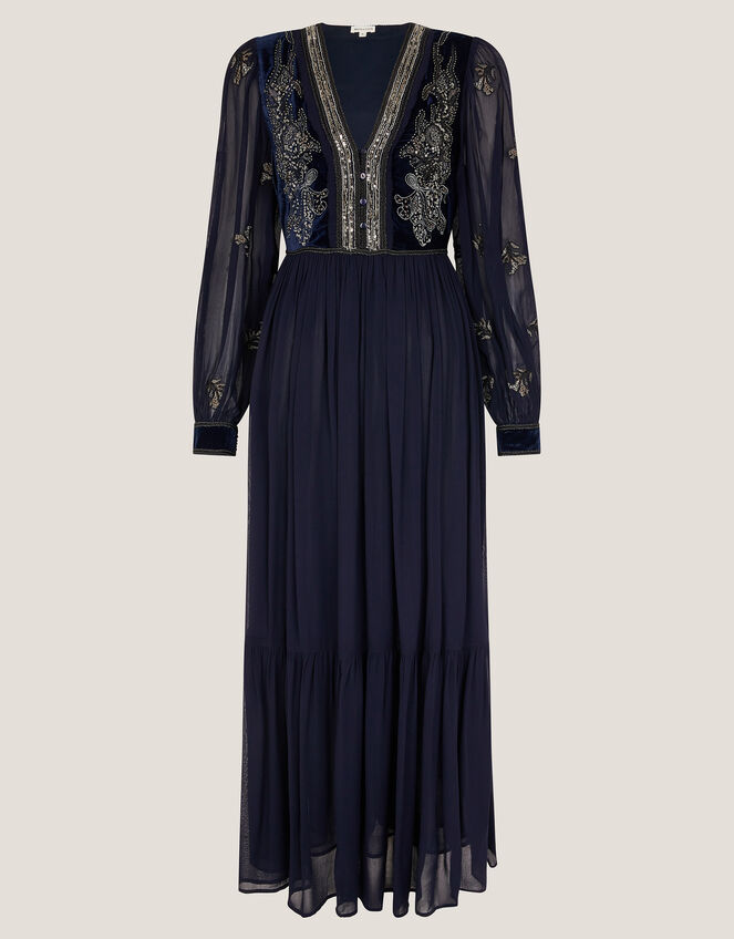 Joanna Velvet Embellished Maxi Dress, Blue (NAVY), large