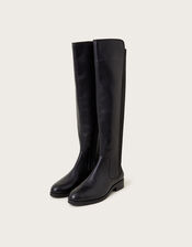 Una Leather Knee High Boots, Black (BLACK), large