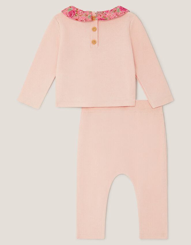 Newborn Penelope Floral Knit Top & Trousers Set, Pink (PINK), large