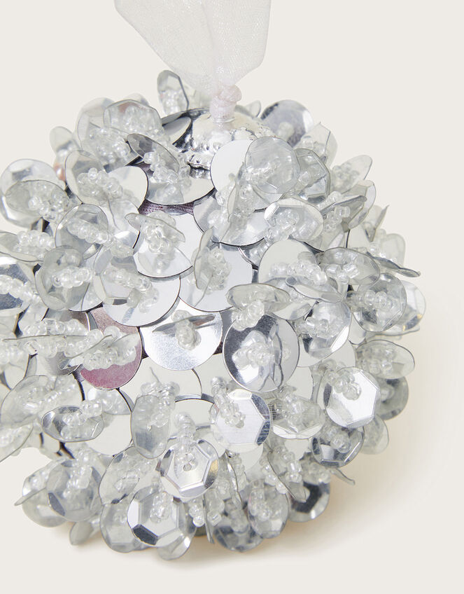 Pom-Pom Hanging Decoration, Silver (SILVER), large
